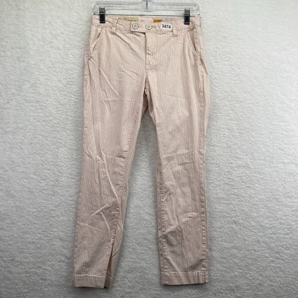 Anthropologie Pilcro Womens Skinny Ankle Pants Size 27 Pink Gray Pin Stripe